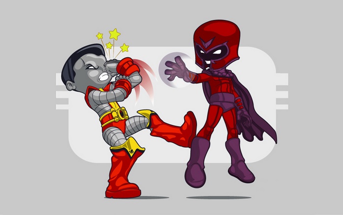Colossus fighting Magneto
