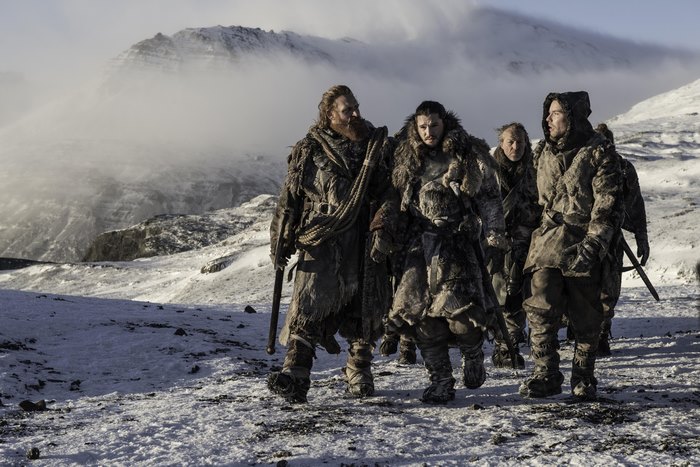 Tormund Giantsbane and companions in a snowy landscape