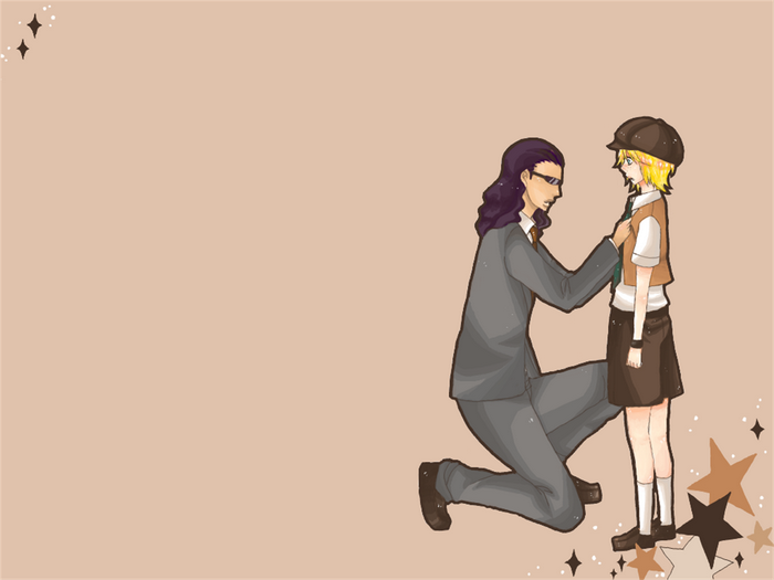 Shinji Hirako adjusting a child's tie