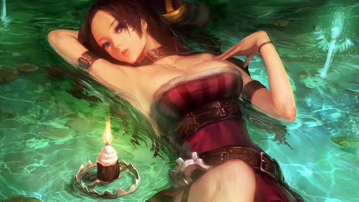 Caitlyn from League of Legends in water