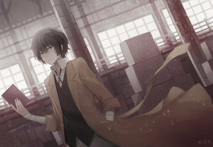 Osamu Dazai holding a book