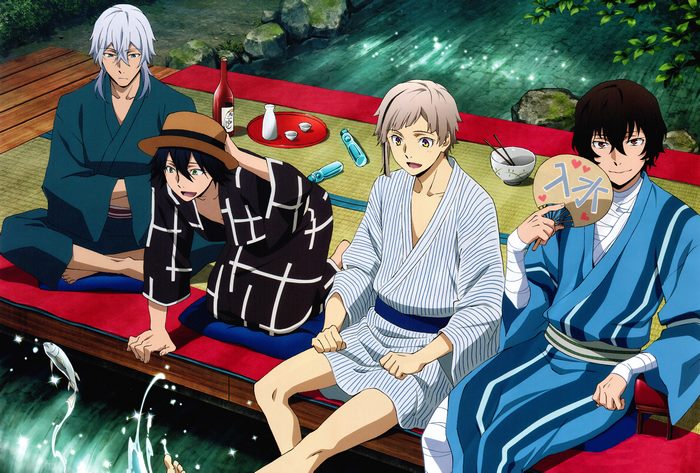 Bungo Stray Dogs characters at a hot spring
