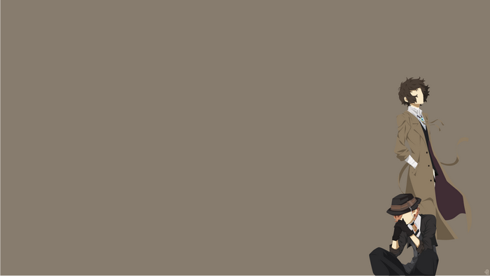 Osamu Dazai Two Thoughtful Men on Brown Background