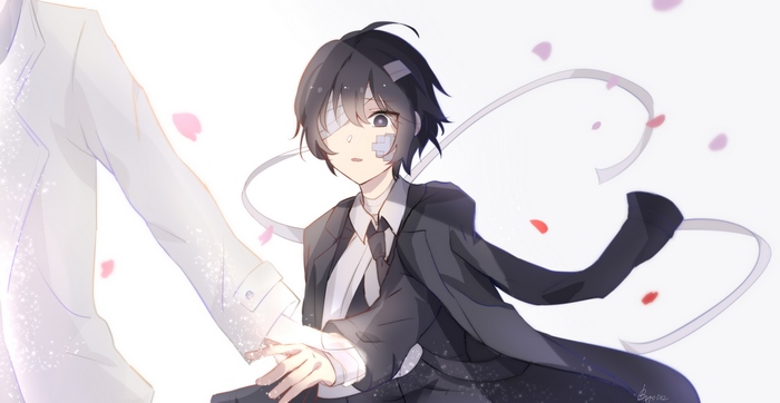Osamu Dazai holding hands with another person