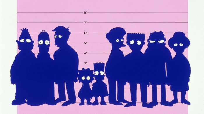 The Simpsons characters in a police lineup