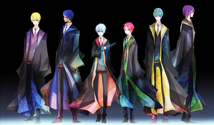 Anime characters in Hogwarts robes