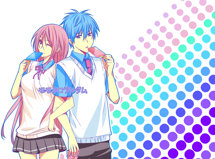 Tetsuya Kuroko and girl eating popsicles