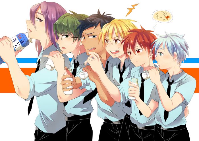 Kuroko no Basuke characters drinking milk