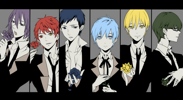Characters from Kuroko's Basketball holding roses