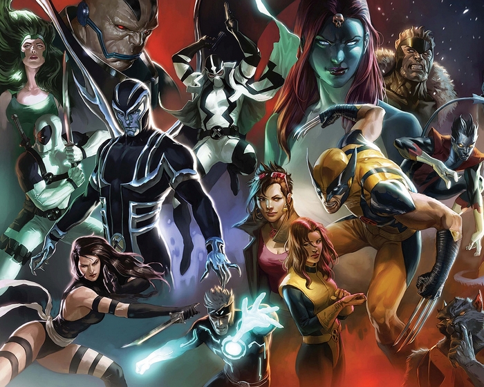 X-Men characters including Wolverine, Mystique, and Nightcrawler