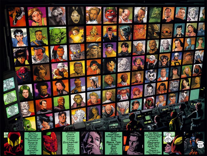 X-Men characters displayed on a screen