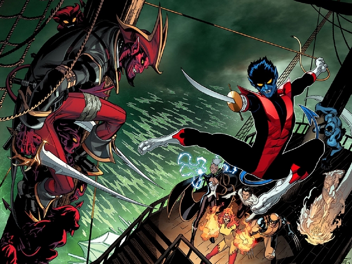 Nightcrawler and X-Men fight pirates on a ship