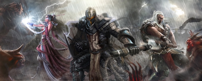 Crusader from Diablo III in battle