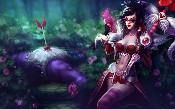 Vayne from League of Legends with a Valentine's theme