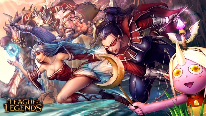 League of Legends characters Vayne, Ahri, and Tristana