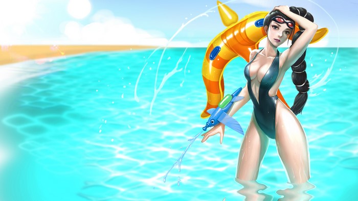Vayne from League of Legends in a swimsuit