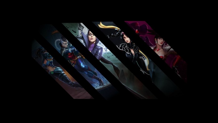 League of Legends characters in diagonal panels