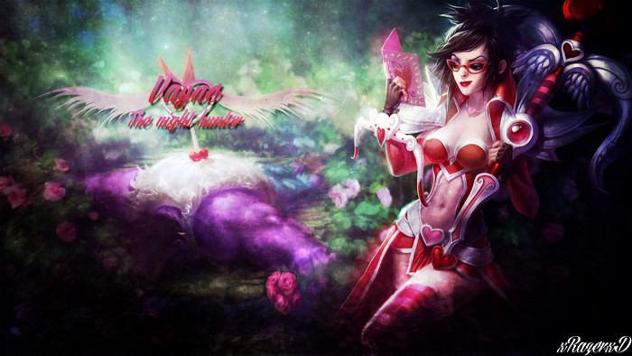 Vayne from League of Legends with Valentine's theme