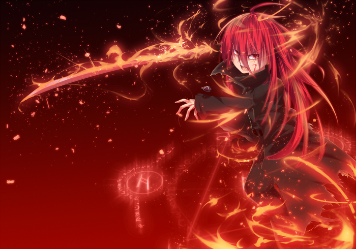 Shana from Shakugan no Shana with flaming sword