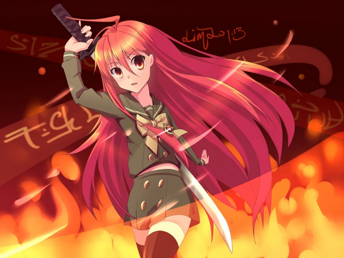 Shana from Shakugan no Shana with a sword