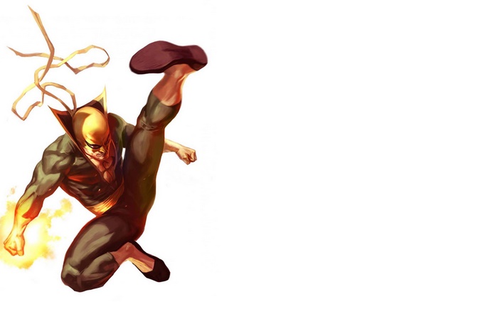 Iron Fist performing a flying kick