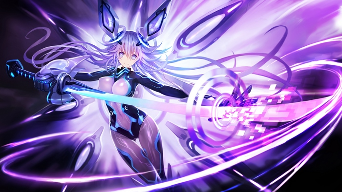 Neptune from Hyperdimension Neptunia with a sword