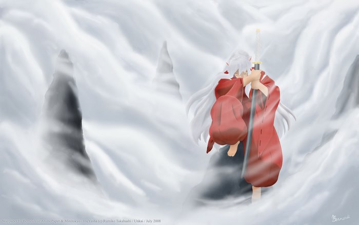 Inuyasha from InuYasha in a snowy landscape
