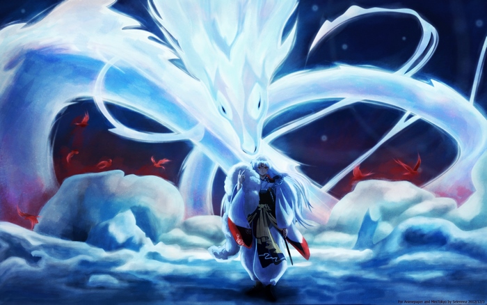 Sesshomaru from InuYasha with a dragon
