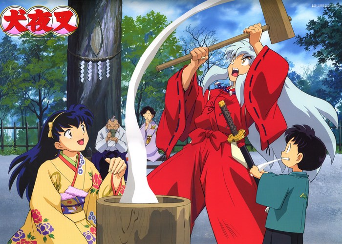 Inuyasha characters making mochi