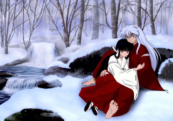 Kagome and Inuyasha from Inuyasha in a snowy forest