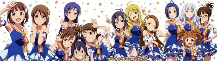 The Idolmaster Cinderella Girls characters in blue outfits