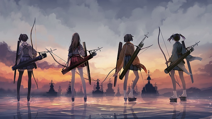 Kaga from Kancolle with bows and arrows