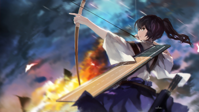 Kaga from Kancolle with bow and arrow