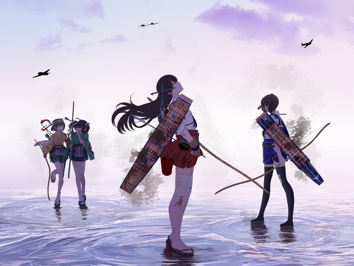 Kaga from Kancolle with bows and arrows