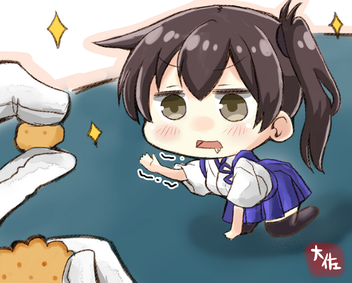 Kaga from Kancolle reaching for crackers