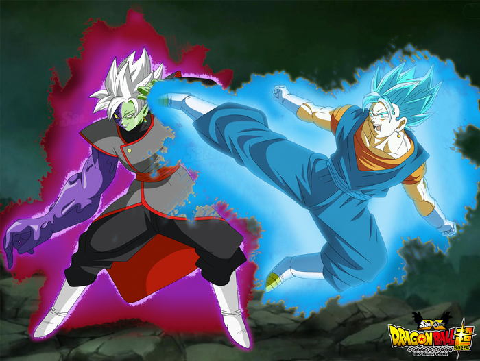Vegito Blue vs Fused Zamasu from Dragon Ball Super