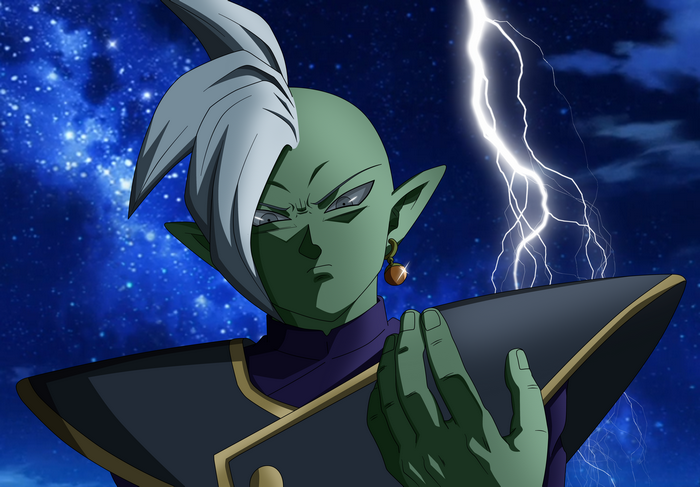 Zamasu from Dragon Ball with lightning