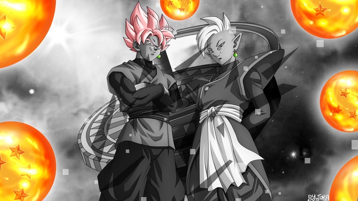 Goku Black and Zamasu from Dragon Ball with Dragon Balls