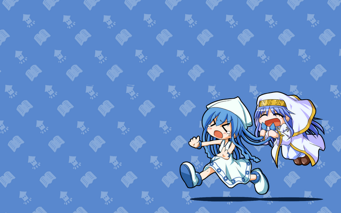 Ika Musume and Friend on Blue Background