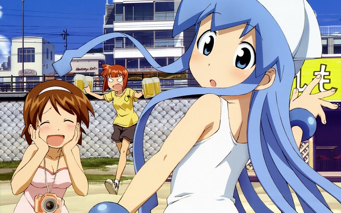 Ika Musume and friends at the beach