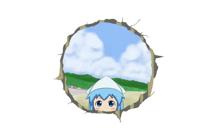 Ika Musume peeking through a hole