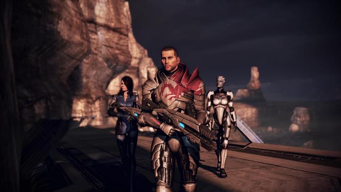 Liara T'Soni and companions in Mass Effect
