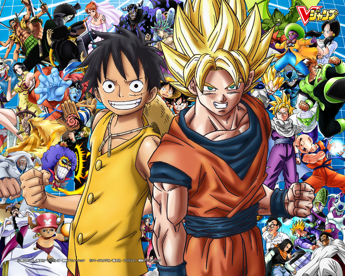 Goku and Luffy from Dragon Ball and One Piece
