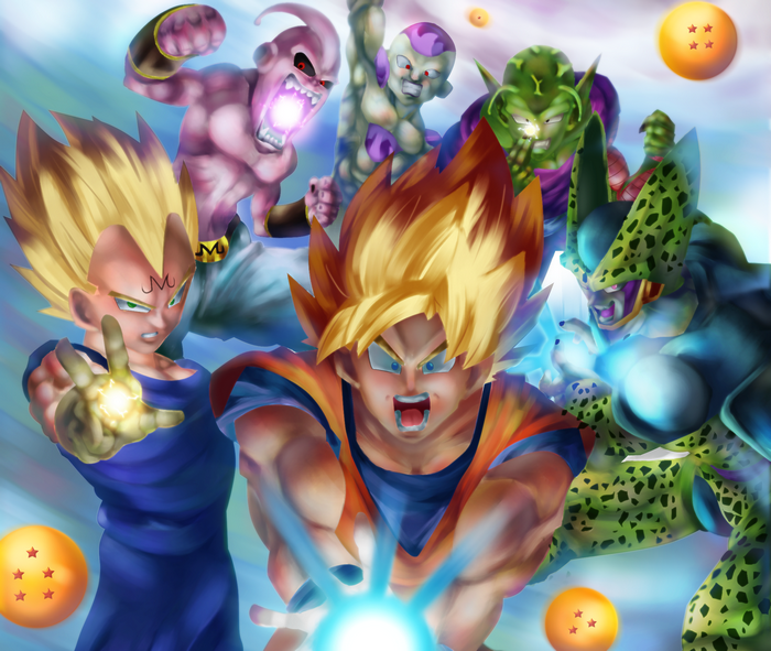 Dragon Ball Z characters fighting