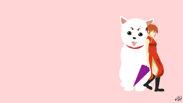 Kagura from Gintama with Sadaharu
