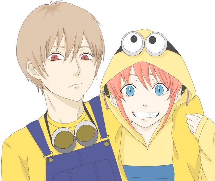 Kagura from Gintama in Minion costume