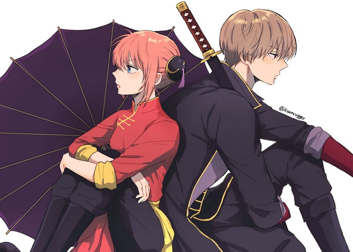 Kagura and Gintoki from Gintama