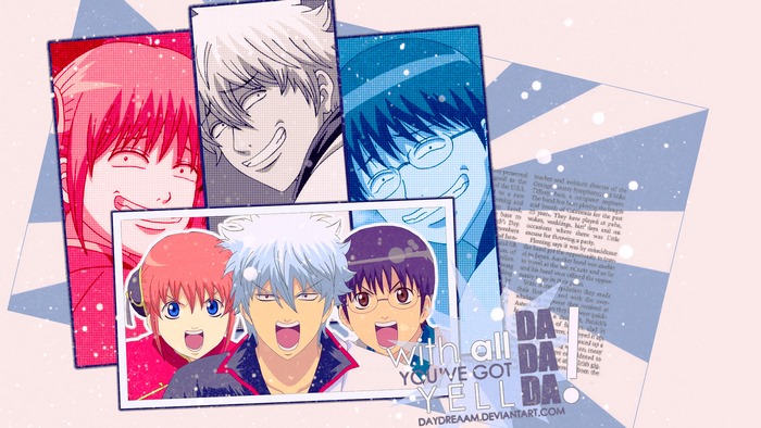 Kagura, Gintoki, and Shinpachi from Gintama