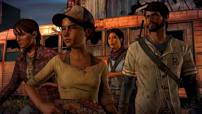 Clementine and survivors from The Walking Dead