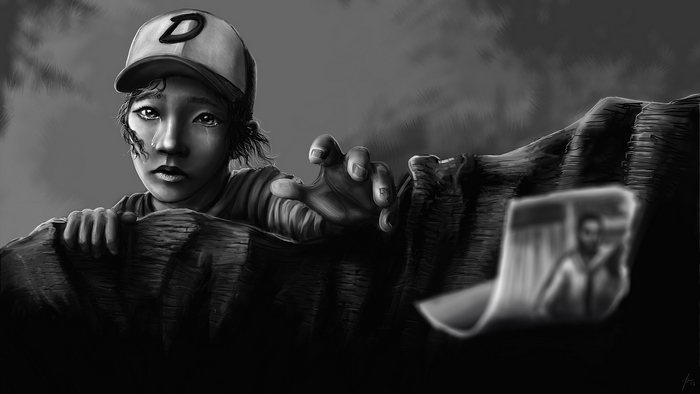 Clementine from The Walking Dead reaching out